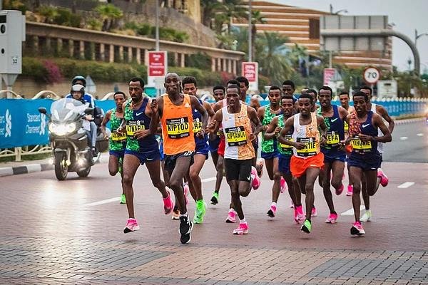 Athletes participating in the Dubai Marathon