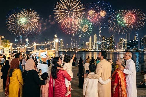 Eid celebrations with fireworks in Dubai